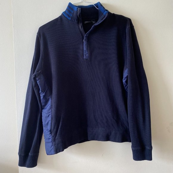 Hugo Boss Navy Cotton Knit Half-Zip Sweater - Picture 13 of 14